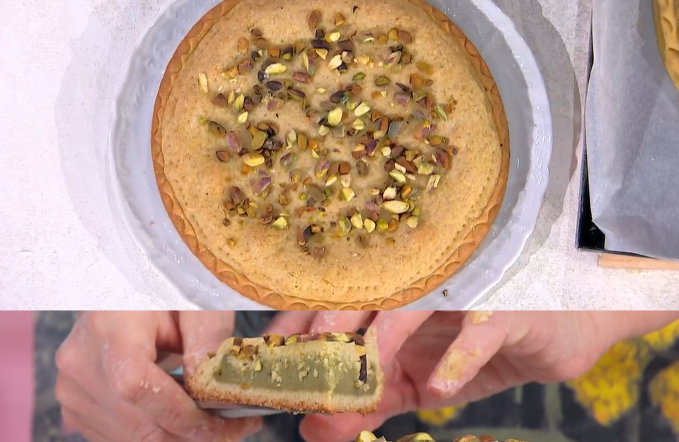 “É sempre mezzogiorno” ricetta di oggi 23 Gennaio 2024: crostata al pistacchio di Natalia Cattelani