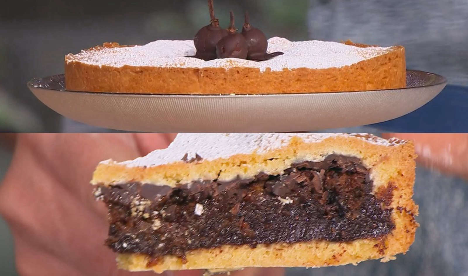 É sempre mezzogiorno, ricetta di oggi 11 novembre 2024: crostata cioccolato liquore e ciliegie di Daniele Persegani.