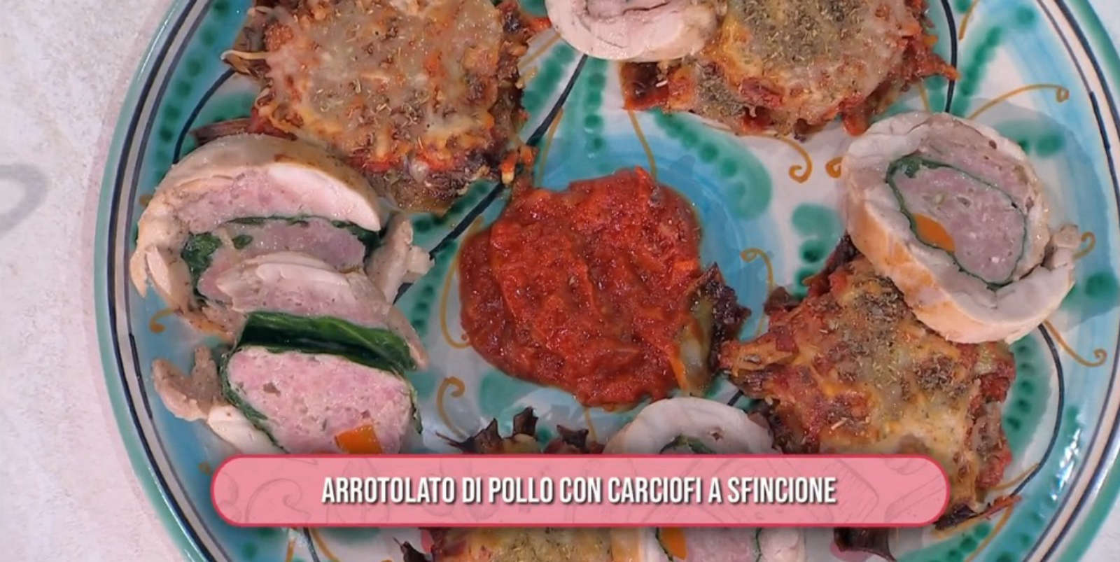 É sempre mezzogiorno, ricetta di oggi 15 novembre 2024: Arrotolato di pollo con carciofi a sfincione di Fabio Potenzano.