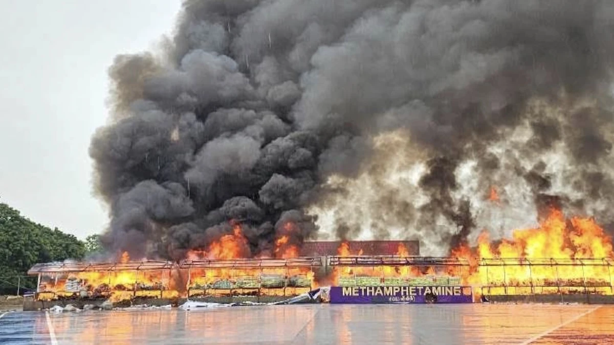 Incendio a Yangon distrugge 117 milioni di dollari in droga nella Giornata internazionale contro l’abuso