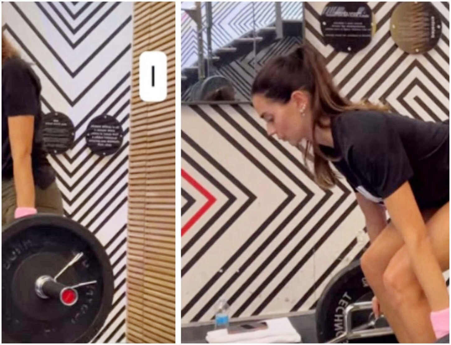 Melissa Satta impegnata in un intenso allenamento in palestra con i bilancieri e si mostra in forma