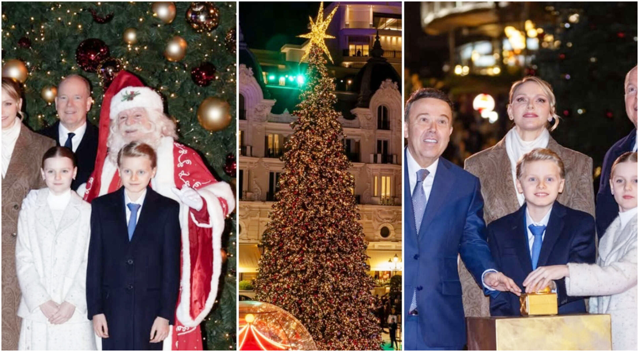 Charlène e Alberto di Monaco accendono le luci di Natale con i figli, assente la principessa