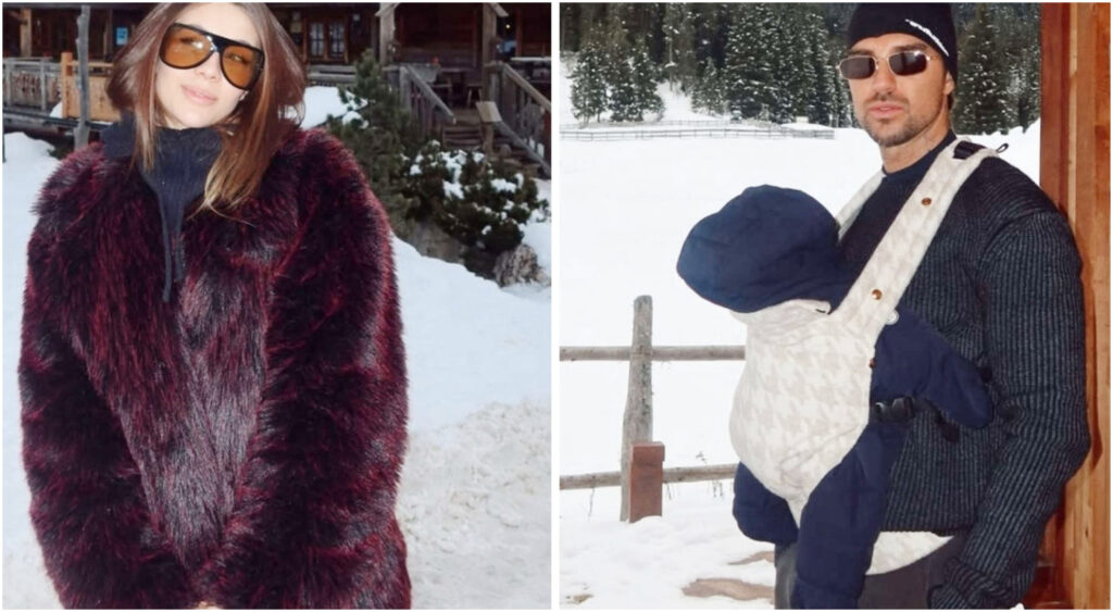 Andrea Damante ed Elisa Visari trascorrono la loro prima vacanza sulla neve con il piccolo Liam nelle Dolomiti