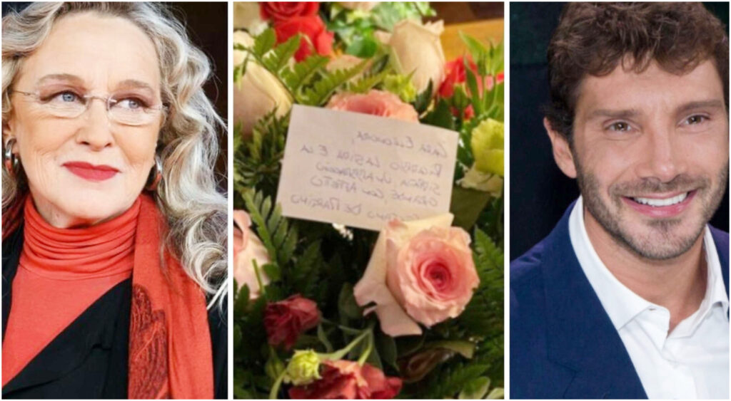Eleonora Giorgi esprime il suo affetto per Stefano De Martino, che la sorprende con un omaggio floreale