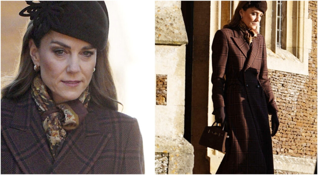 Kate Middleton e il messaggio simbolico del suo cappotto a quadri durante il Natale per la lotta al cancro