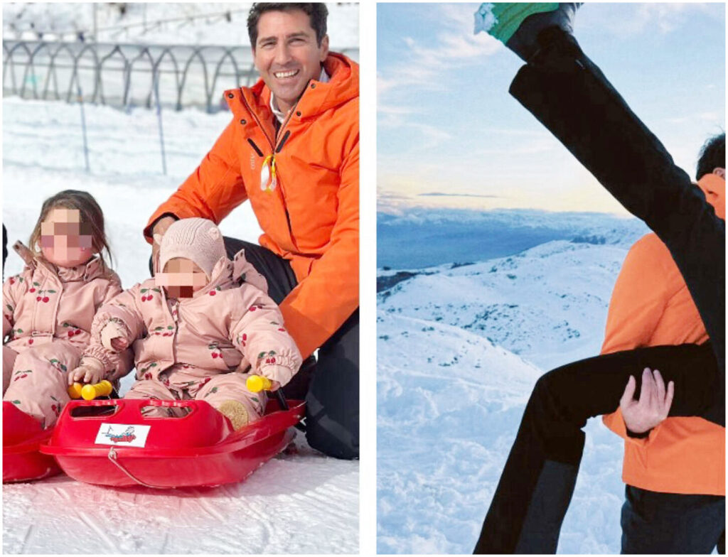 Ludovica Valli trascorre una giornata sulle Alpi torinesi con il compagno e i tre figli