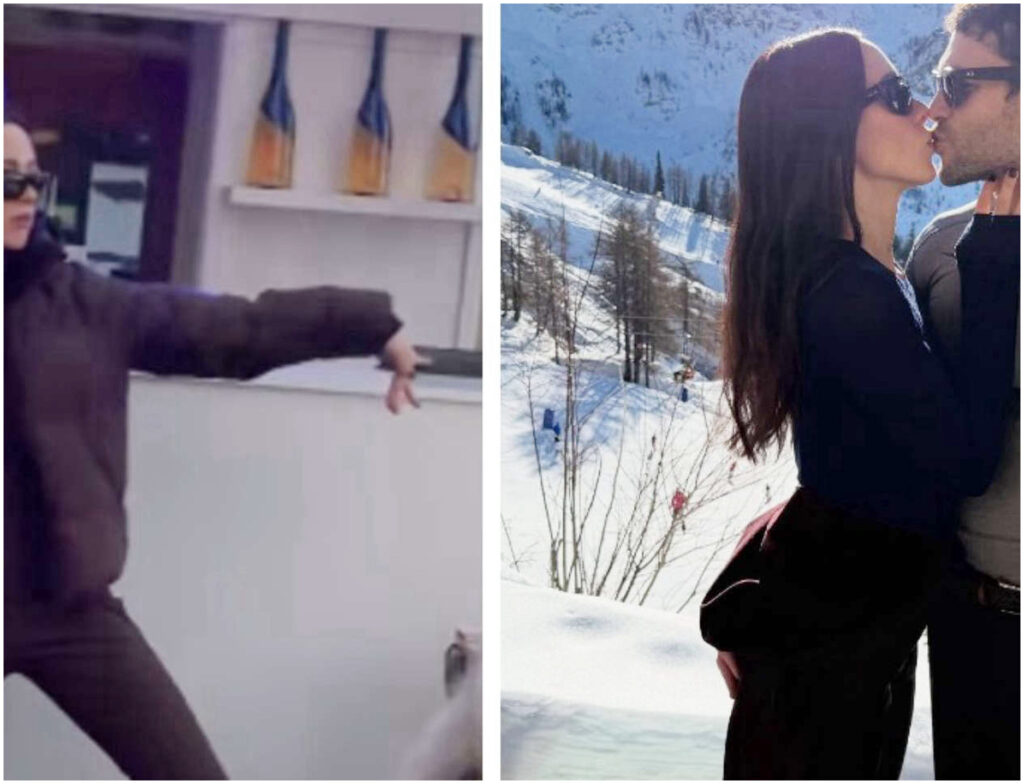 Aurora Ramazzotti e Goffredo Cerza sugli sci a Courmayeur, divertenti momenti sulla neve