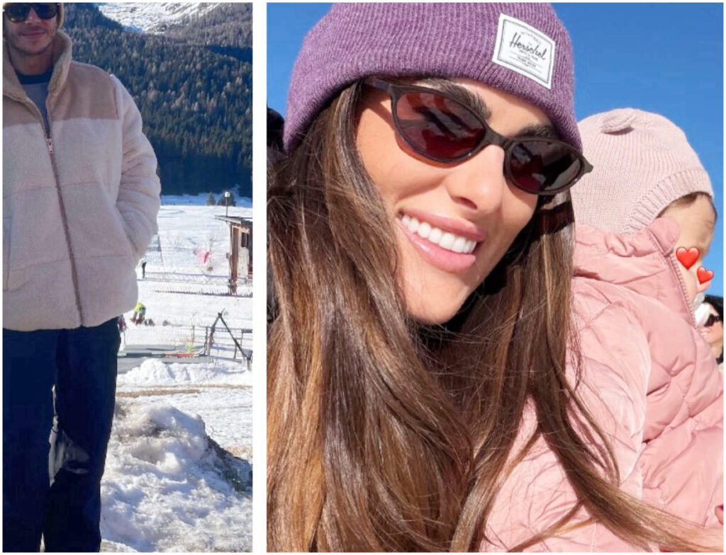 Valentino Rossi e Francesca Sofia Novello in una giornata sulla neve con le loro figlie