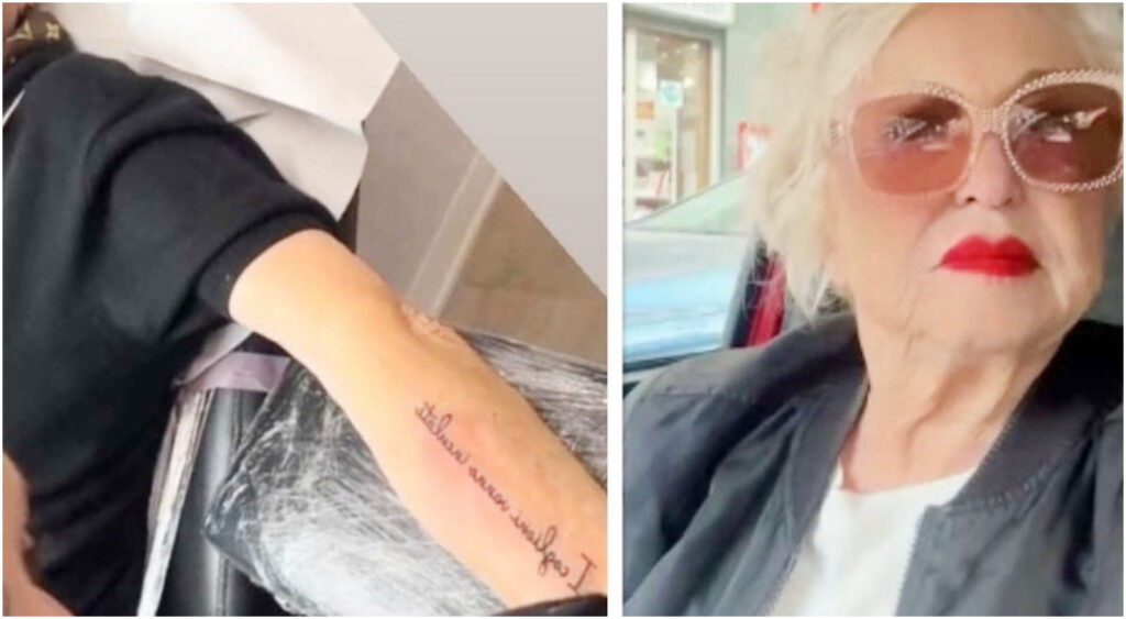 Wanna Marchi si tatua la frase provocatoria a 83 anni e invita i follower a fare lo stesso