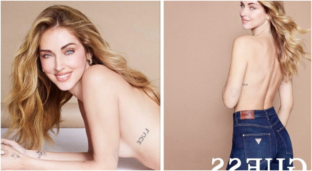Chiara Ferragni protagonista della nuova campagna Guess con look audace e jeans ispirati agli anni ’90