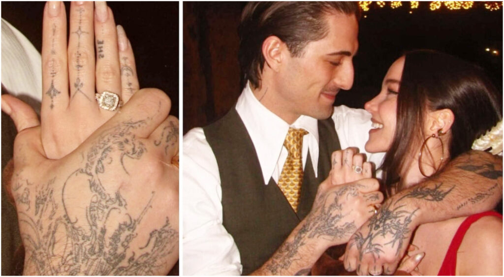 Damiano David e Dove Cameron annunciano il loro matrimonio, svelando l’anello da sogno