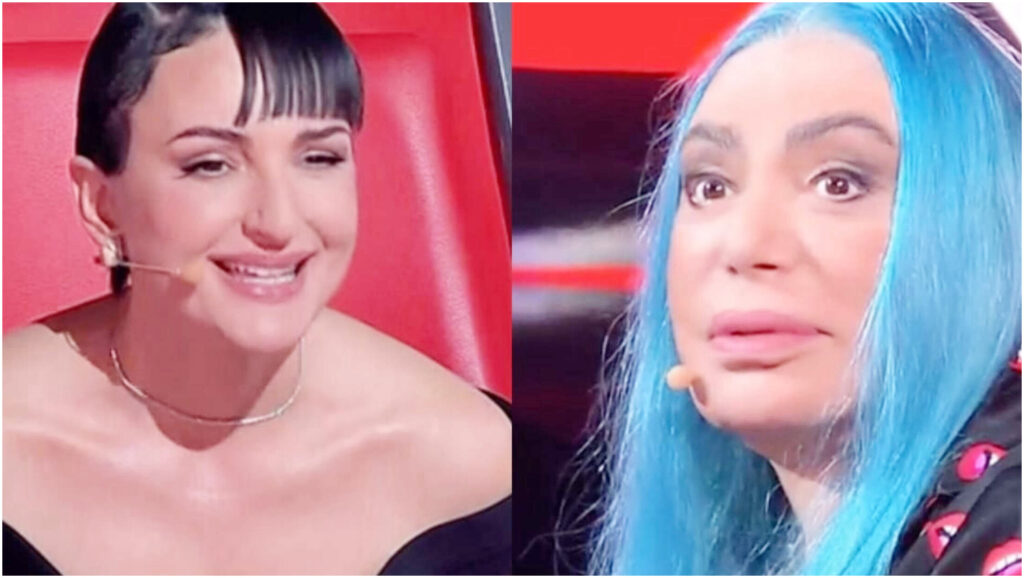 Loredana Bertè interrompe Arisa a The Voice Kids e poi ‘punisce’ Rocco Hunt con un battipanni