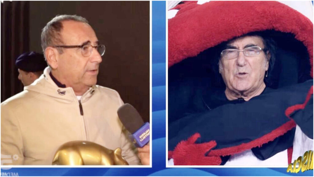 Al Bano Carrisi e Carlo Conti si confrontano con ironia in un vivace scambio su Striscia la Notizia