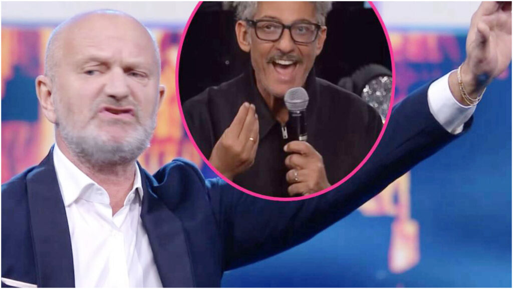 Andrea Pucci reagisce con malcontento all’imitazione di Fiorello nel suo show comico