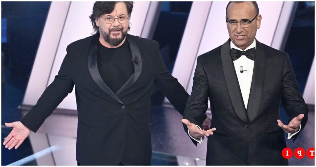 Sanremo 2026, Carlo Conti scherza con Lillo e rievoca la gaffe di Petrecca