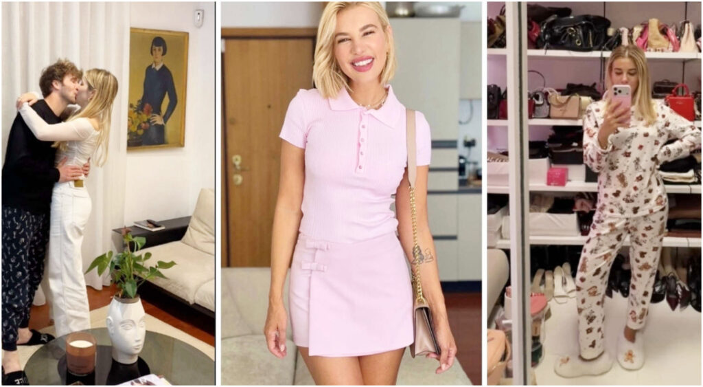 Clizia Incorvaia e Paolo Ciavarro presentano il loro nido d’amore con un elegante soggiorno open space