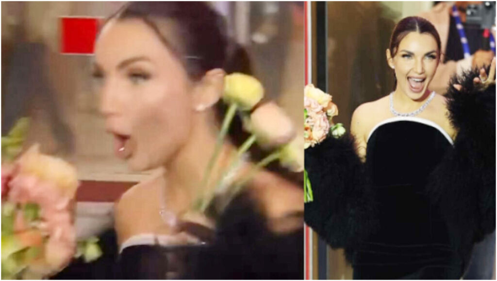 Elettra Lamborghini rischia di cadere sul green carpet di Sanremo e scherza sui social con ironia