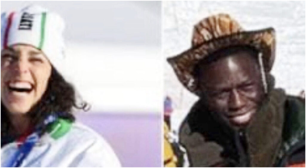 Federica Brignone e il fidanzato James Mbaye in tribuna a Cortina con i genitori della sciatrice