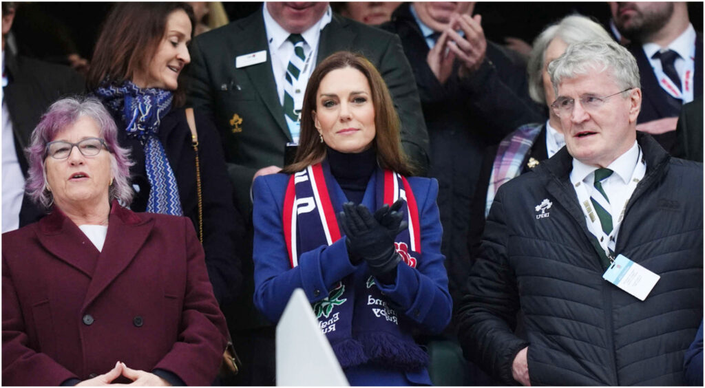 Kate Middleton fa il suo ritorno in pubblico al Sei Nazioni dopo la vicenda Andrew con sorrisi e strategia.