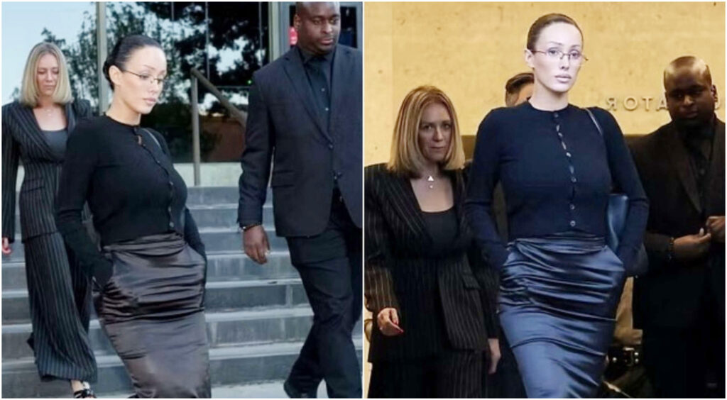 Bianca Censori in tribunale con un look sobrio dopo la richiesta del giudice per abbigliamento adeguato