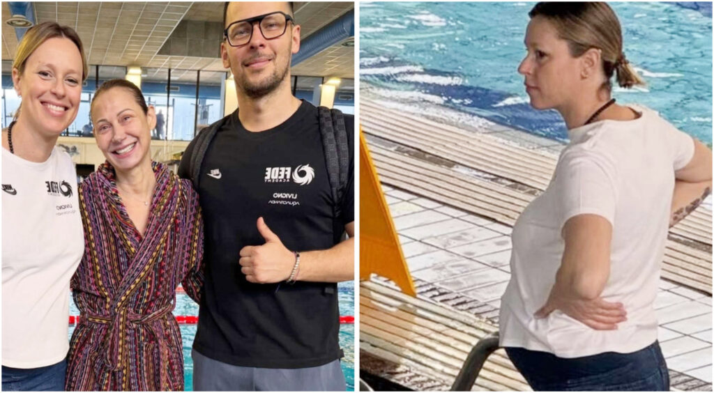 Federica Pellegrini insegna a nuotare mentre è in dolce attesa alla Fede Academy con Linus