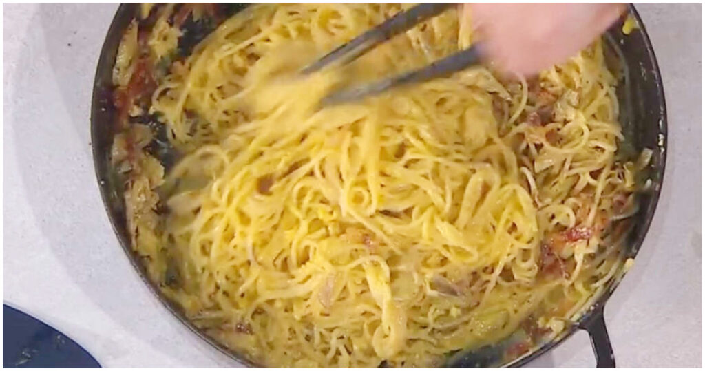 Carbonara di carciofi di Andrea Mainardi: la ricetta leggera vista il 20 aprile 2026 a E’ sempre mezzogiorno!