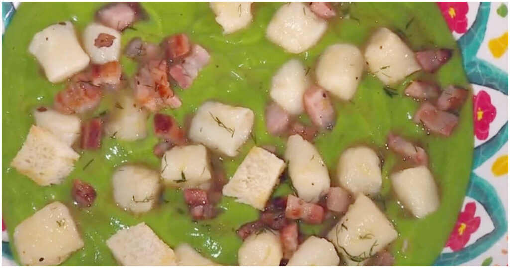 Macco di piselli con gnocchi bianchi di Fabio Potenzano: la fresca ricetta primaverile di È sempre mezzogiorno del 28 aprile 2026!