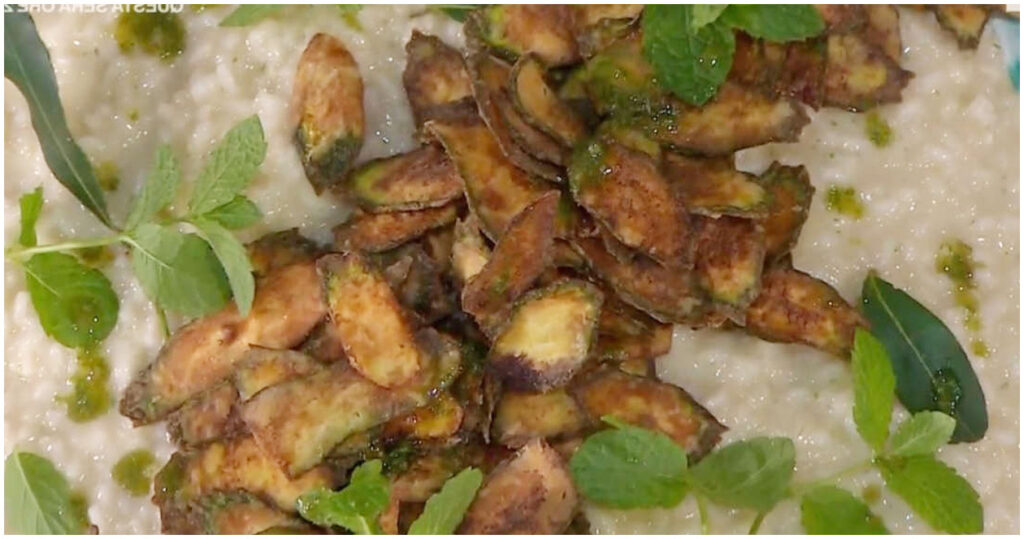 Risotto alla scapece di Sergio Barzetti: una ricetta gustosa del 13 aprile 2026 da E’ sempre mezzogiorno! Scopri il delizioso risotto con toma e menta!