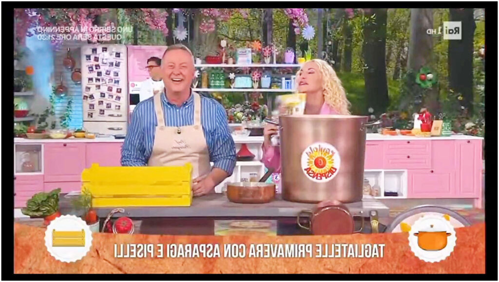 Tagliatelle primavera di Antonella Clerici: la divertente gaffe sui piselli del 16 aprile 2026 a È sempre mezzogiorno